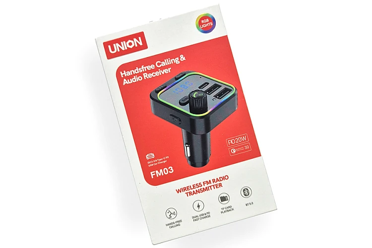 Зарядное устройство UNION FM03 (2USB, PD, Music) / Зарядтау құрылғысы